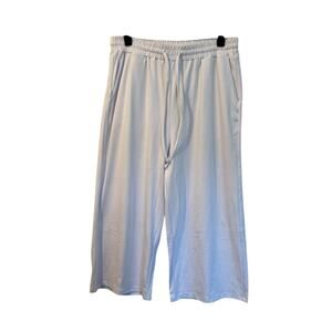 Oyanus XL White Wide Leg Cropped Pants Drawstring Elastic Waist Lounge NWT